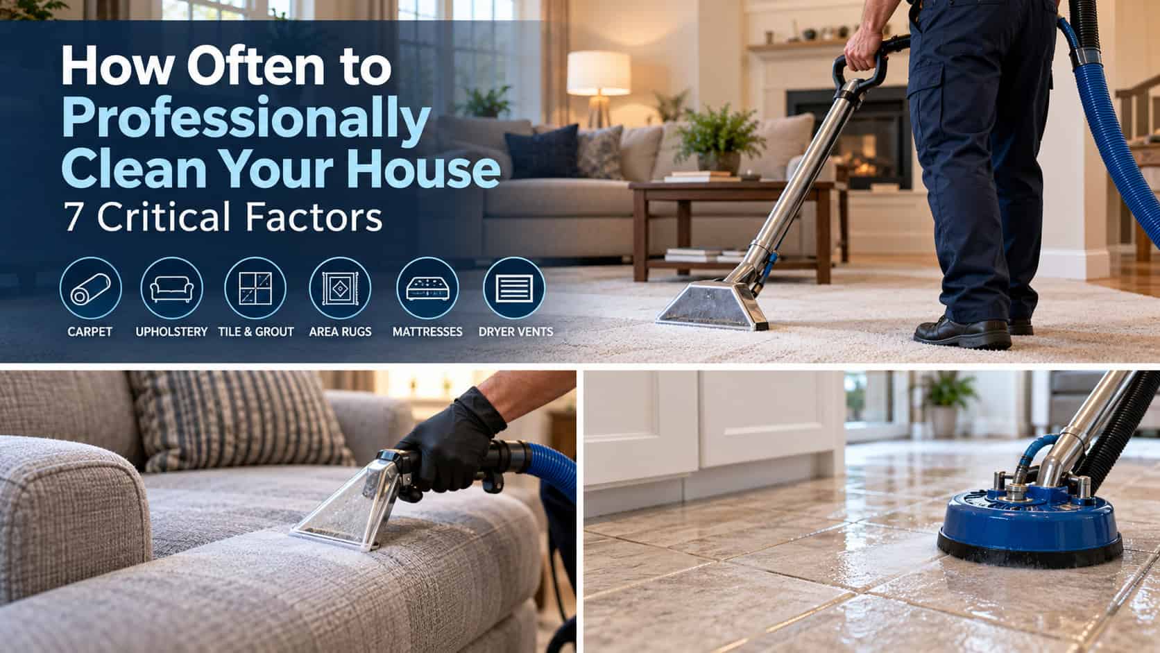 Professional carpet, upholstery, and tile cleaning in a residential home
