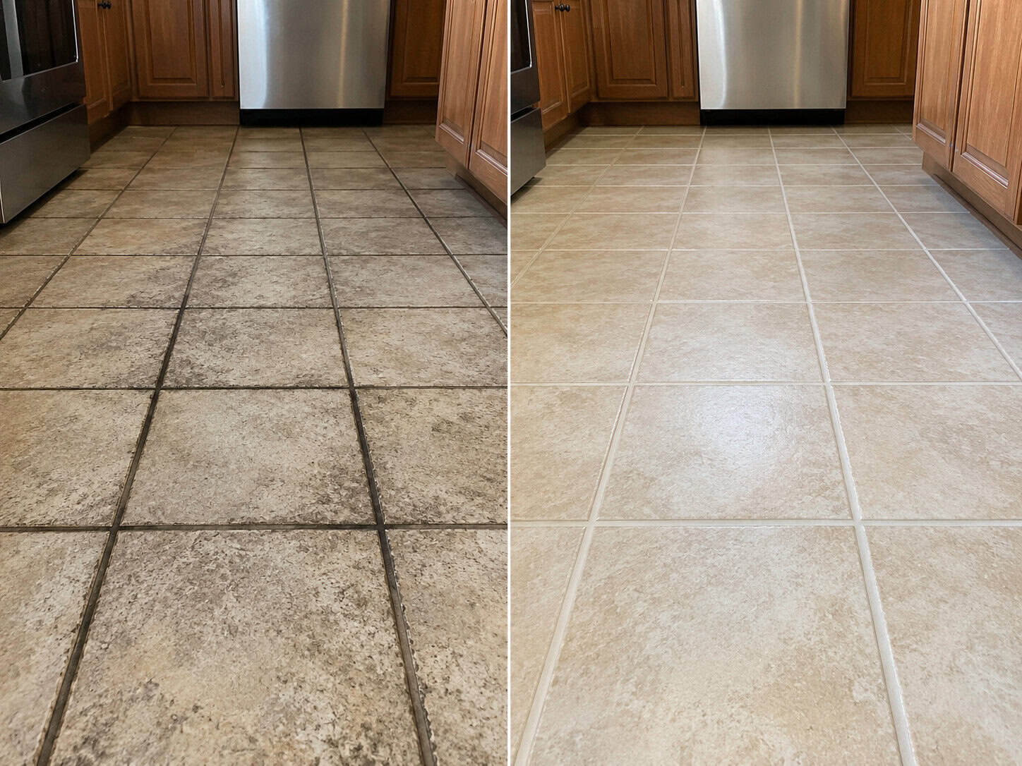 Tile and grout cleaning before and after