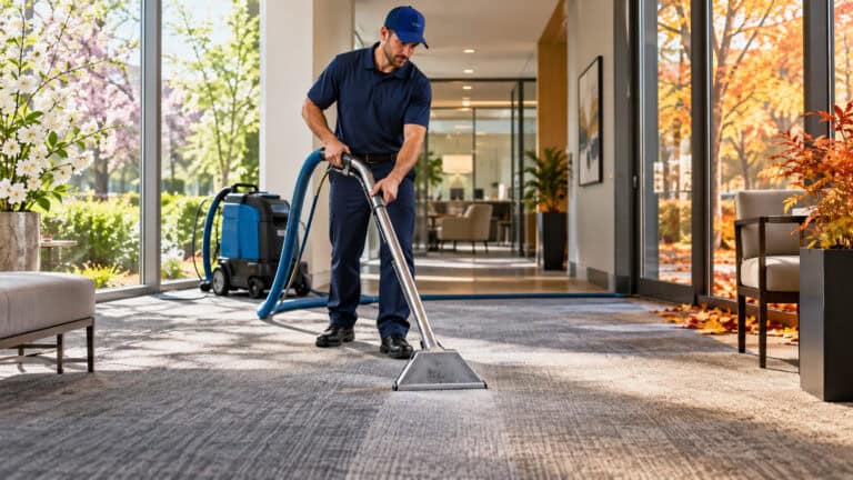 Commercial carpet cleaning in spring and fall for a professional office building