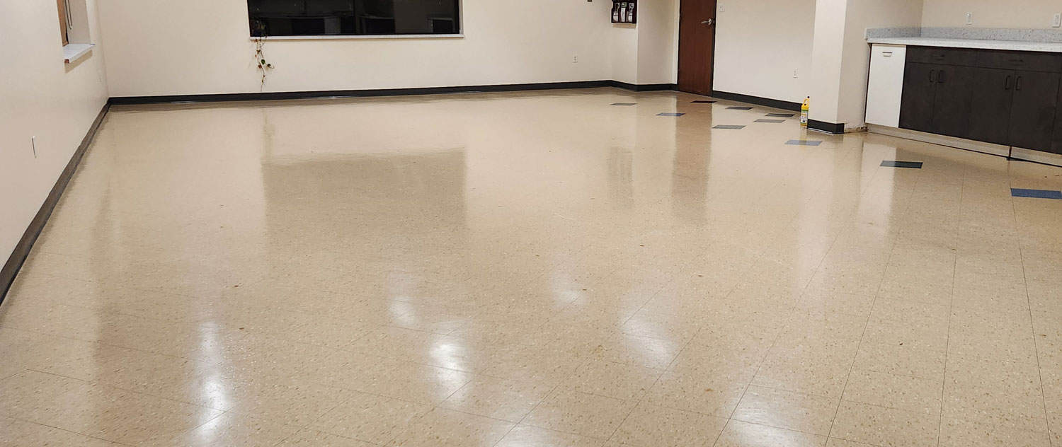 Commercial space cleaning in progress