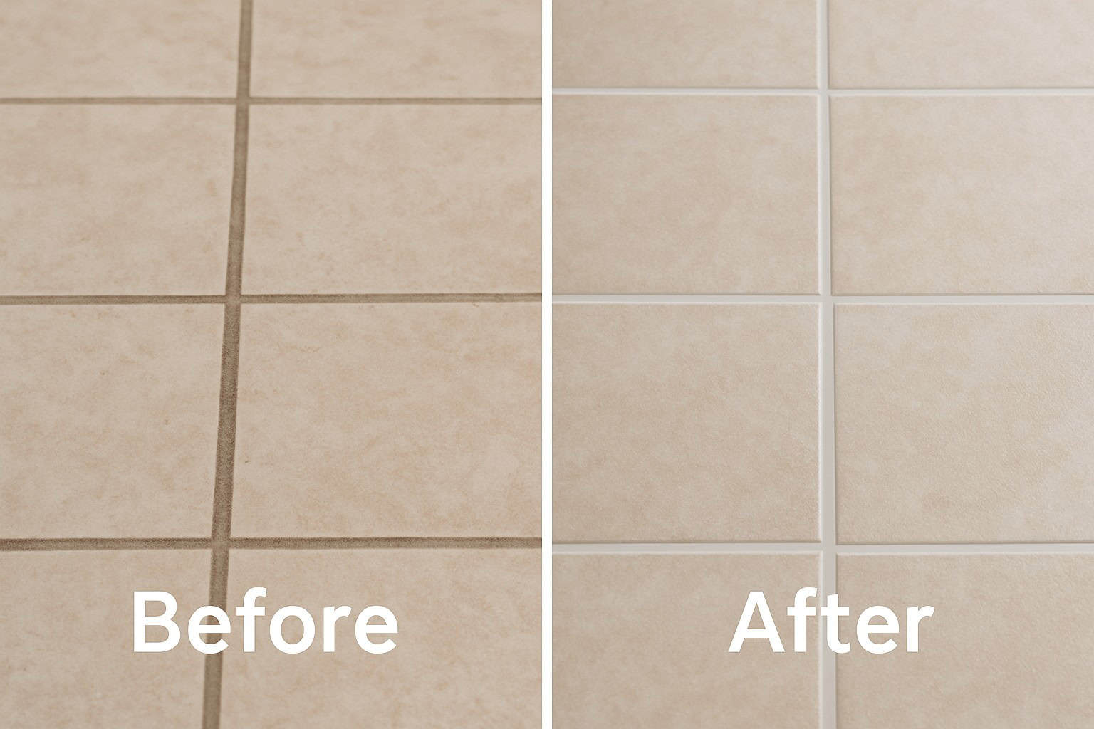 Before and after results of professional tile and grout cleaning with color sealing in Cleveland, OH by Orion Cleaning Solutions.