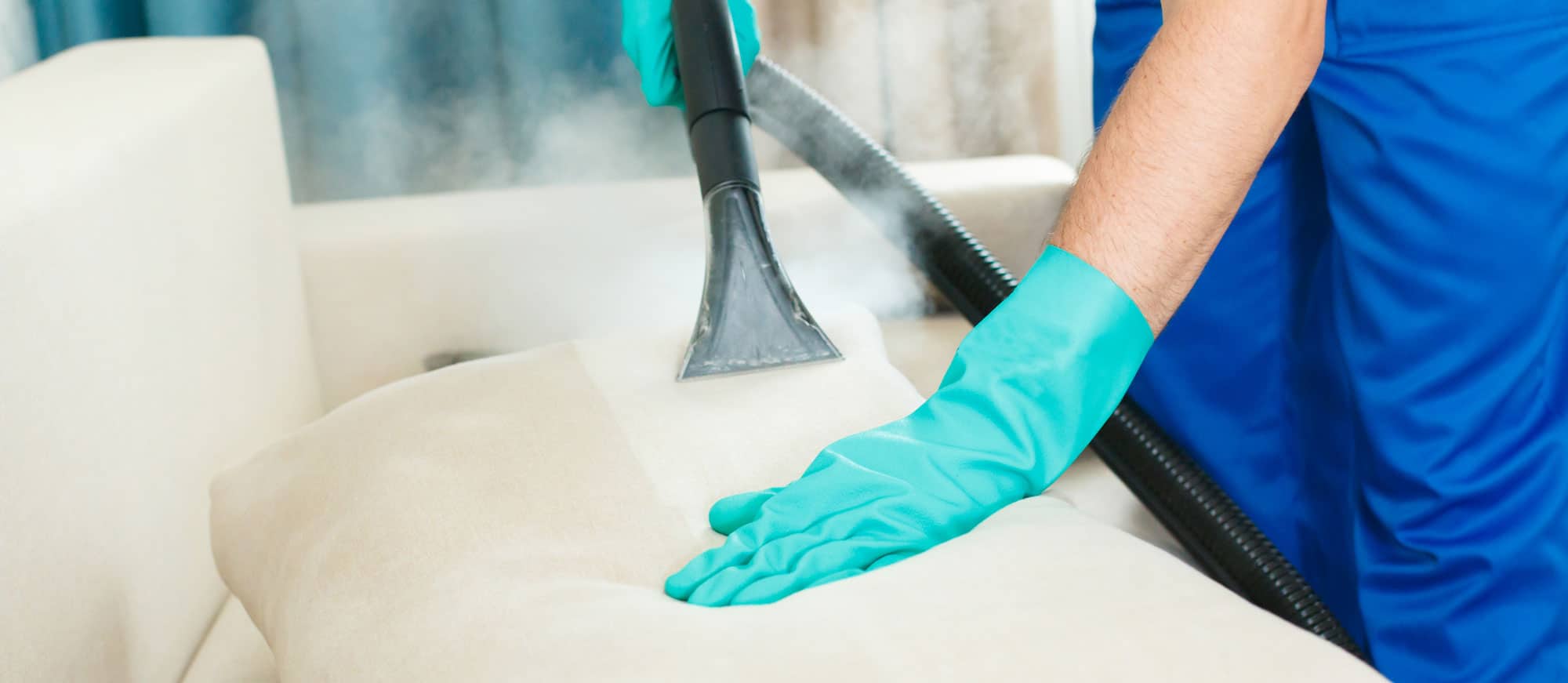 Close-up of freshly cleaned furniture fabric